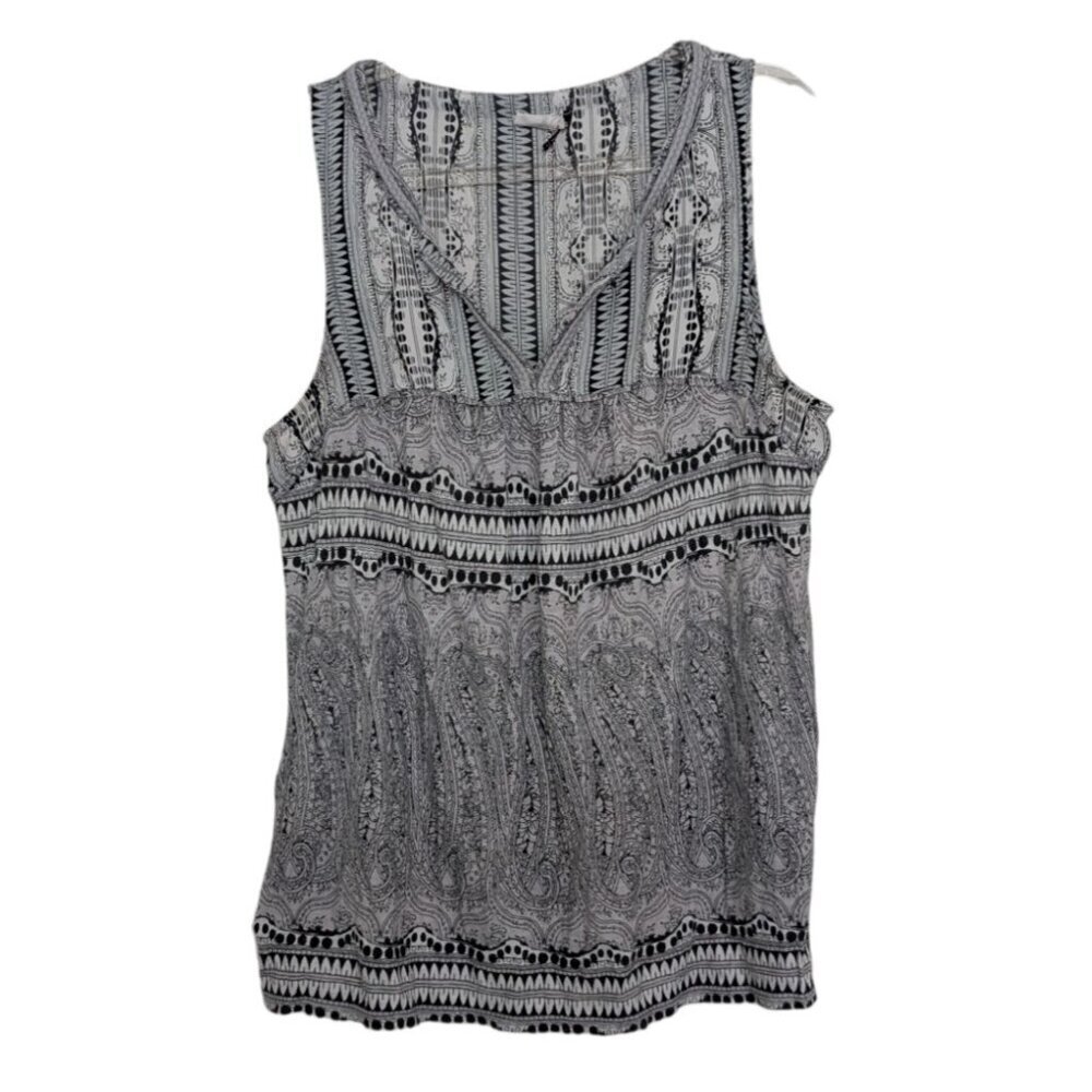 Akemi Kin Raina Tank Top Womens Size Small Black White Geometric Sleeveless